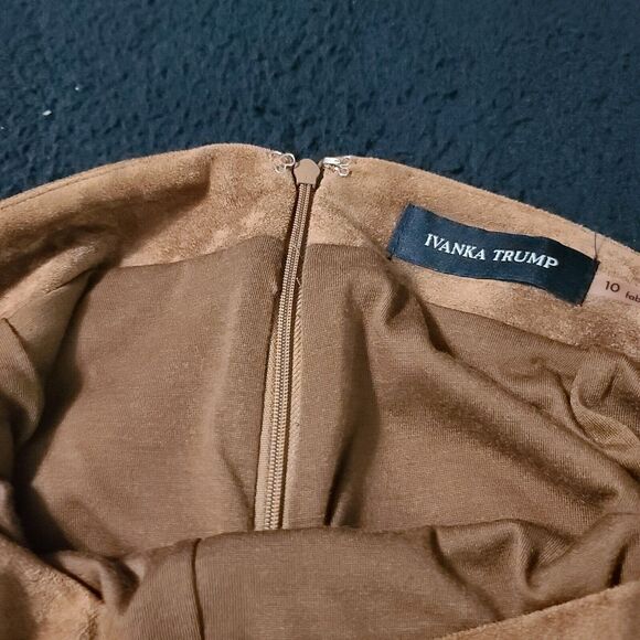 NWT Ivanka Trump Womens Skirt Brown Size 10 Polyester A-Line Zip in Back Lined - Picture 6 of 11